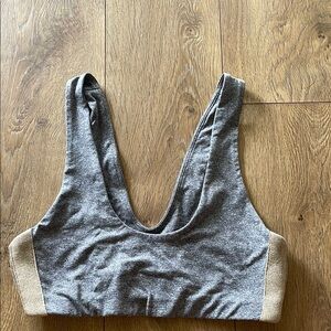 Spiritual Gangster Gray and Tan Sports Bra